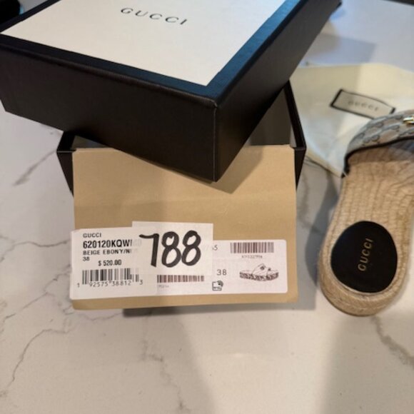Gucci GG monogram Beige Slide Espadrilles Sandals - Picture 3 of 5